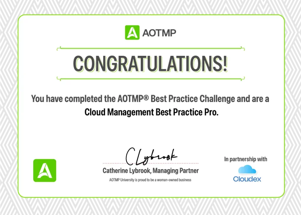 Graphic showing an example of a certificate earned when the Best Practice Challenge is completed.