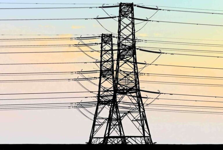 Tall pylons with wires