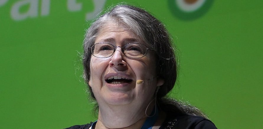 Photo of Radia Perlman at a conference
