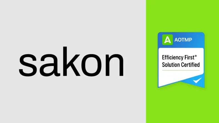 Sakon logo next to an AOTMP Solution Certified badge.